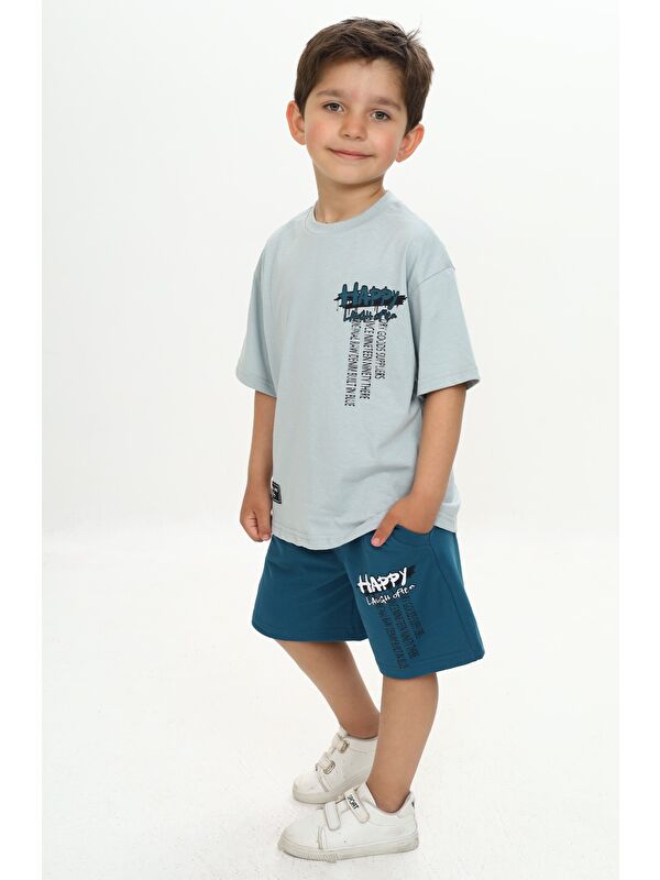 Toontoykids Erkek Çocuk Happy Yazı Baskılı Şortlu Takım