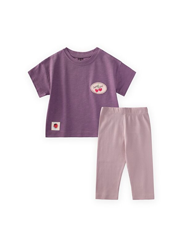 CİGİT Taylı T-Shirt Takım 1-8 Yaş Mor