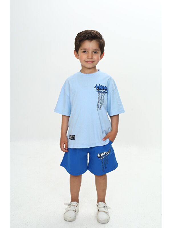 Toontoykids Erkek Çocuk Happy Yazı Baskılı Şortlu Takım