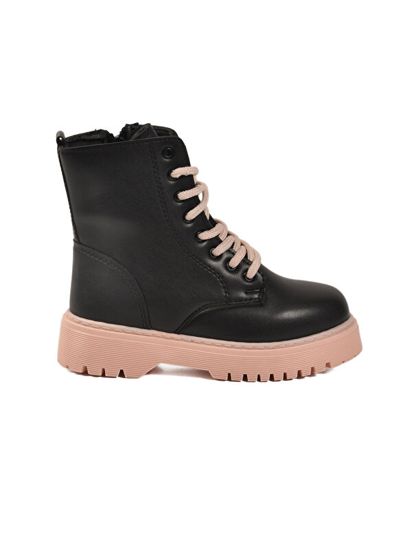 Siyah Pudra İçi Polarlı Bağcıklı Fermuarlı Kaymaz Kız Çocuk Bot Dale 05 F - Görsel 3