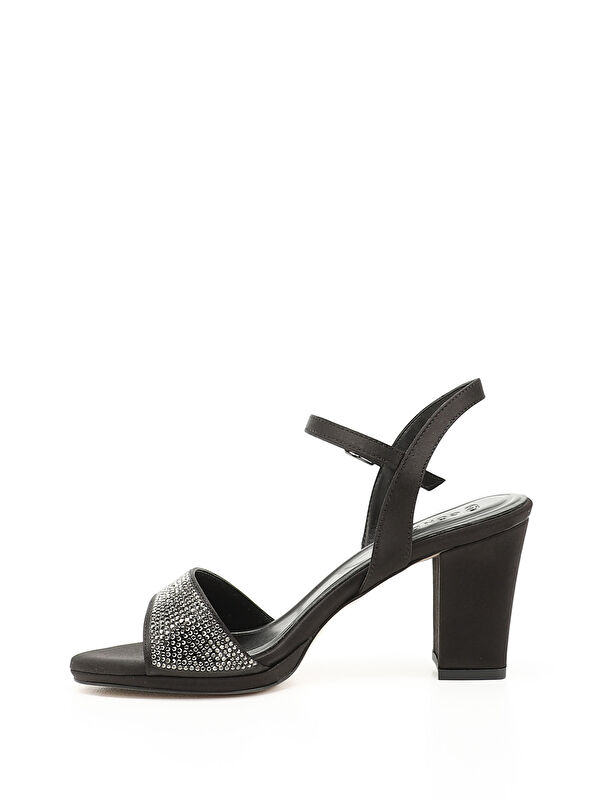 Kadın SİYAH Taşlı Bilekten Bağlı Platform Topuklu Sandalet - Görsel 4