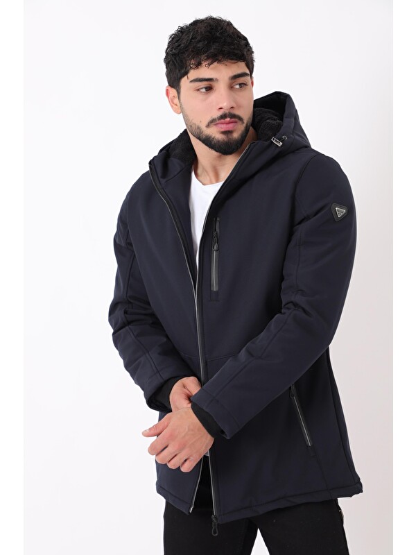 Stilkombin Uzay Kapüşonlu İçi Kürklü Softshell Kışlık Mont PLDP 3010_50454