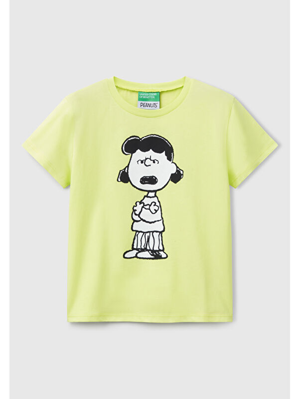 United Colors Of Benetton Kız Çocuk Sarı Peanuts Baskılı Tişört