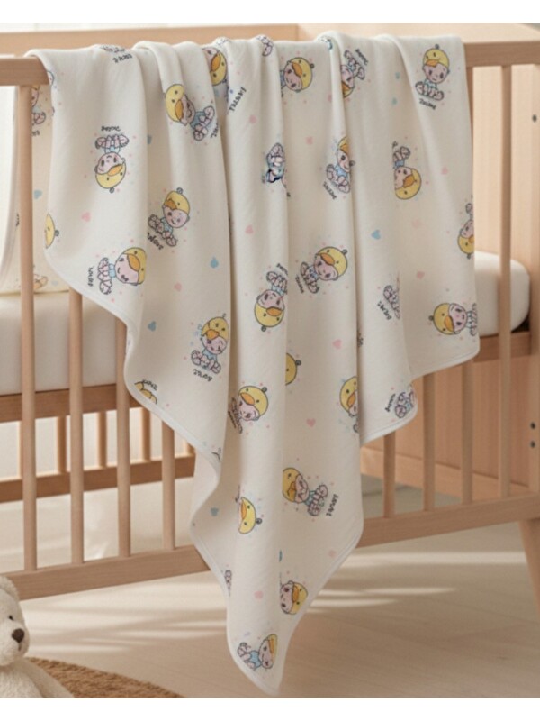 Ege Bebek Bebek Baskılı Polar Bebek Battaniye (En:77cm Boy:87 cm)