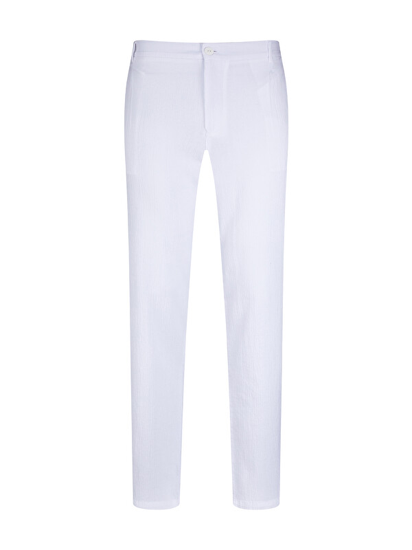 Hatemoğlu Beyaz Regular Fit Yandan Cepli 100% Pamuk Jogger Pantolon