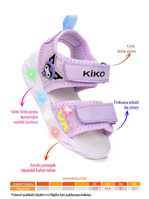 Kuruza Günlük Işıklı Cırtlı Kız Bebek Sandalet Ayakkabı - Görsel 3