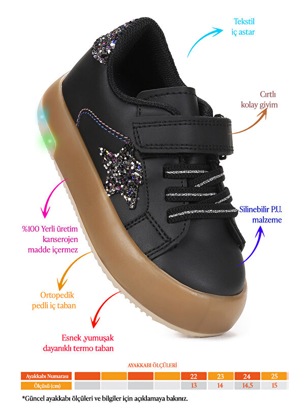 Rena Günlük Cırtlı Işıklı Kız Bebek Spor Ayakkabı - Görsel 3