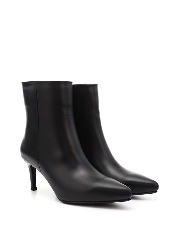 Kadın AÇIK SİYAH Platinum Fermuarlı İnce Topuklu Hakiki Deri Bot - Görsel 3