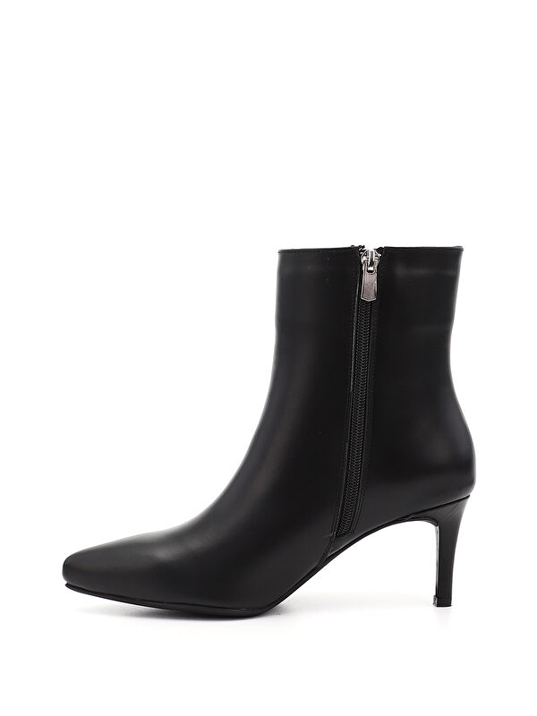 Kadın AÇIK SİYAH Platinum Fermuarlı İnce Topuklu Hakiki Deri Bot - Görsel 4