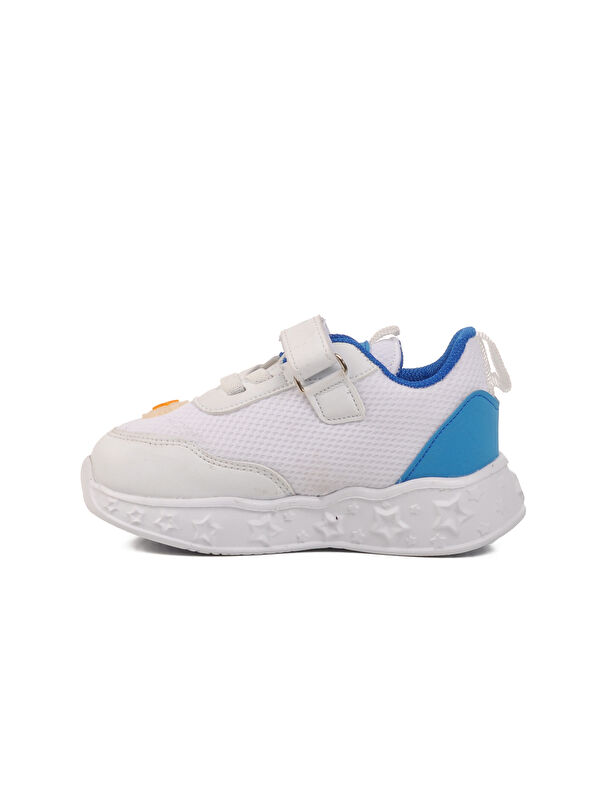 Beyaz Mavi Cırtlı Işıklı Hafif Unisex Çocuk Spor Ayakkabı Ruffon B - Görsel 3