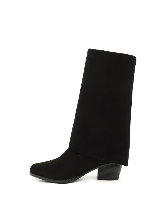 Kadın KOYU SİYAH Sivri Burun Kalın Topuklu Kovboy Çizme - Görsel 4