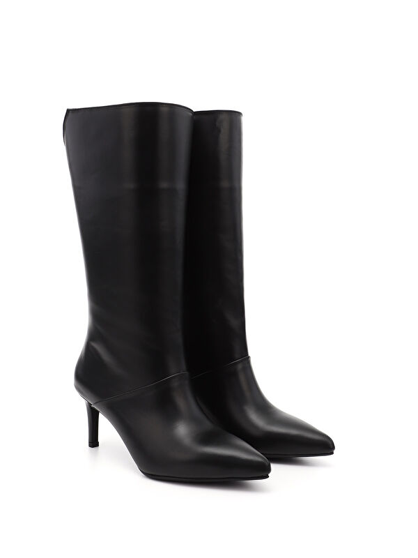 Kadın AÇIK SİYAH Platinum Fermuarlı İnce Topuklu Hakiki Deri Çizme - Görsel 3