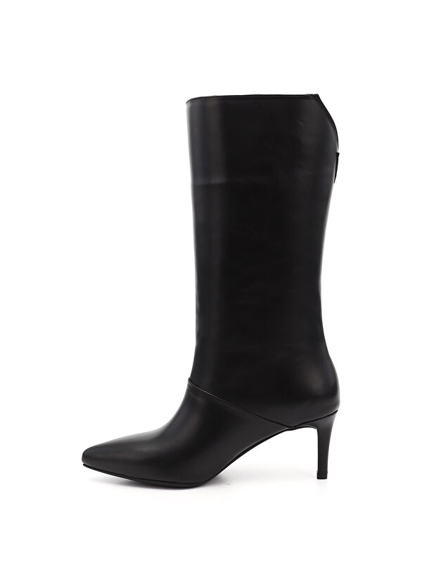 Kadın AÇIK SİYAH Platinum Fermuarlı İnce Topuklu Hakiki Deri Çizme - Görsel 4