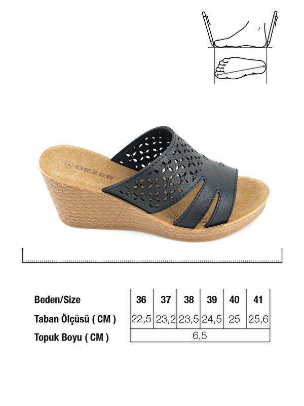 Kadın Yazlık Suni Deri Rahat Taban Lazer Kesim Tasarım Yüksek Topuk Günlük Terlik - Görsel 3