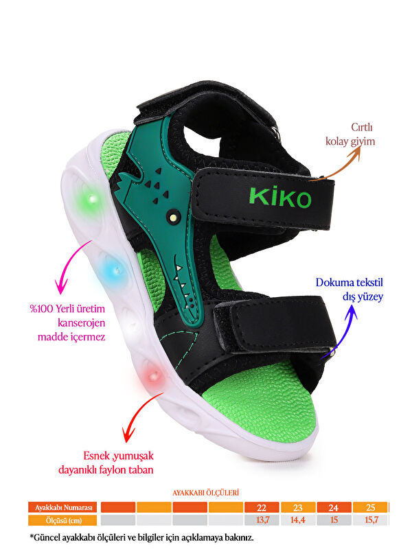 Arnı Günlük Işıklı Cırtlı Erkek Bebek Sandalet Ayakkabı - Görsel 3