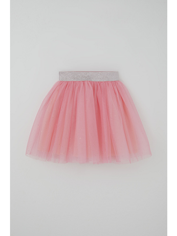 Breeze Kız Çocuk Tütü Etek Simli Bel Kısmı Lastikli Pembe (5-10 Yaş)