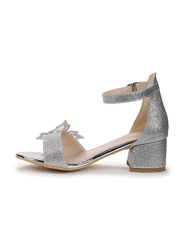 Zete Kum Simli Kız Çocuk 4 Cm Topuklu Sandalet Abiye Ayakkabı - Görsel 5