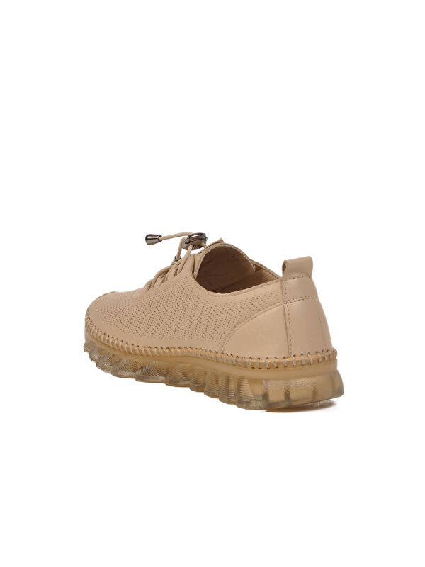 Bej Hakiki Deri Kadın Casual Ayakkabı 0003 Z - Görsel 5