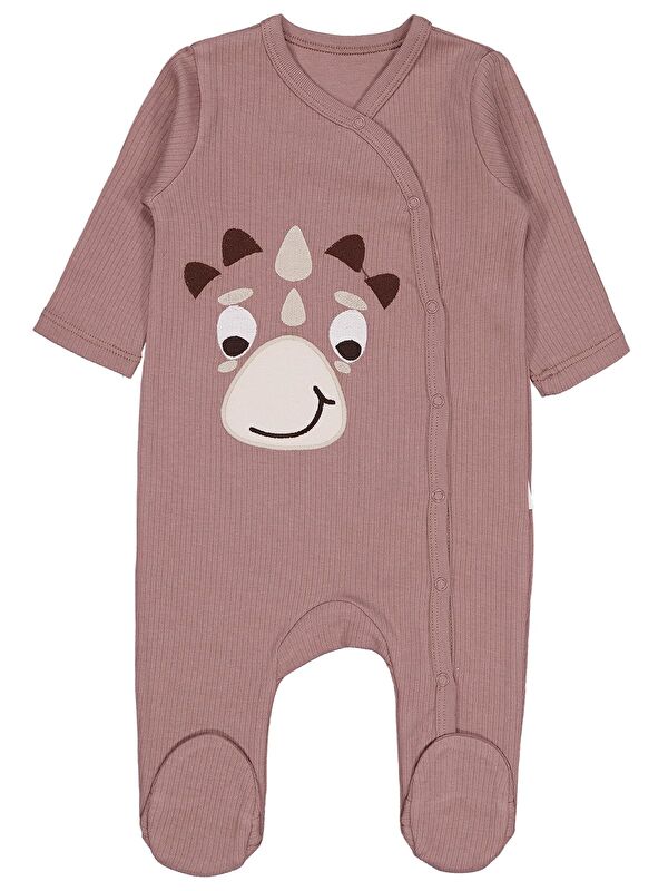 Civil Baby Dinozor Nakışlı 1-9 Ay Tulum - Kahve 9-12 Ay