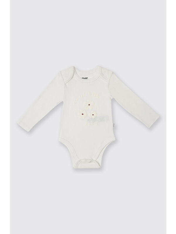 Panço Kız Bebek Uzun Kollu Ekru Body