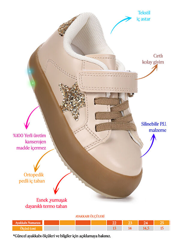 Rena Günlük Cırtlı Işıklı Kız Bebek Spor Ayakkabı - Görsel 3