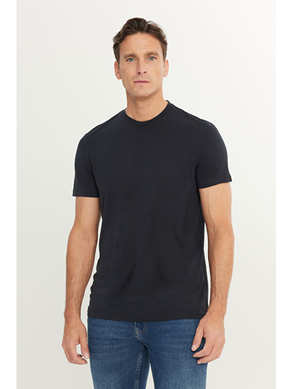 Altınyıldız Classics Erkek Antrasit Yumuşak Dokulu Slim Fit Dar Kesim Bisiklet Yaka Tişört