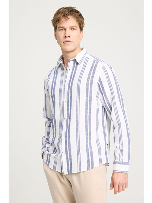 Wrangler Relaxed Fit %100 Pamuk Lacivert Gömlek