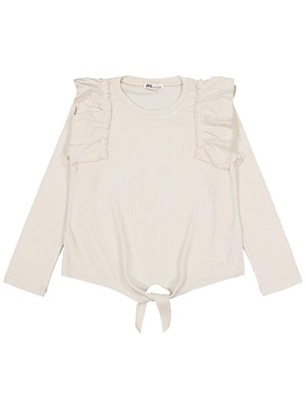 Civil Girls Omuz Fırfırlı 6-9 Yaş Sweatshirt - Fil Dişi 8-9 Yaş