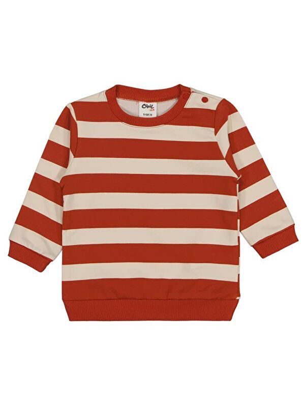 Civil Baby Kalın Çizgi 6-18 Ay Sweatshirt - Turuncu 9-12 Ay
