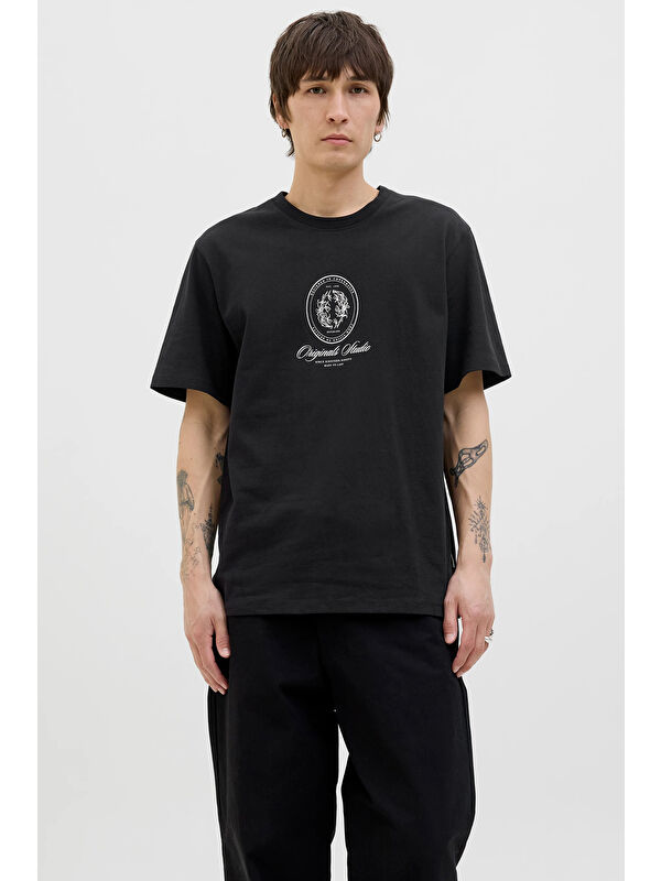 Jack & Jones Originals Jordia Baskılı Pamuklu Relaxed Fit Bisiklet Yaka %100 Pamuk Tişört 12286609