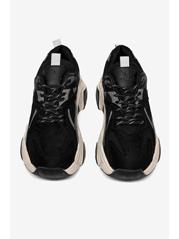 TONNY BLACK Kadın Siyah Rahat Kalıp Poli Taban Bağcıklı Sneaker