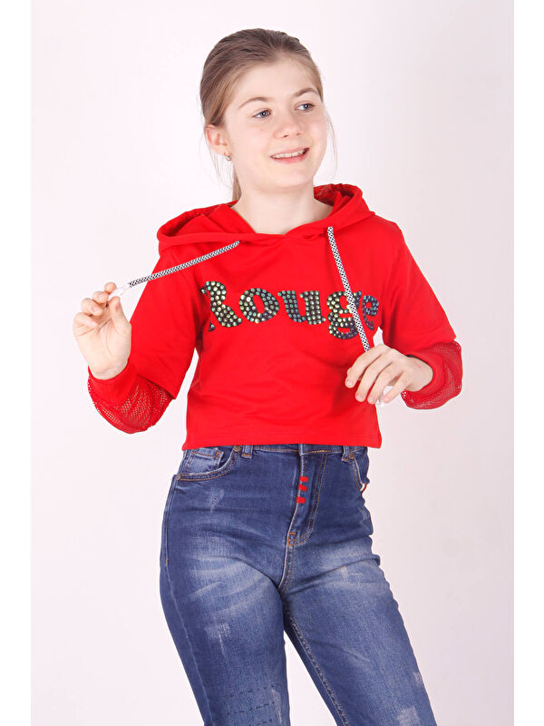 Toontoykids Kız Çocuk Rouge Baskılı Kapüşonlu Sweatshirt