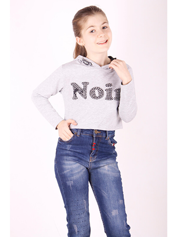 Toontoykids Kız Çocuk Taş İşlemeli Kapüşonlu Sweatshirt