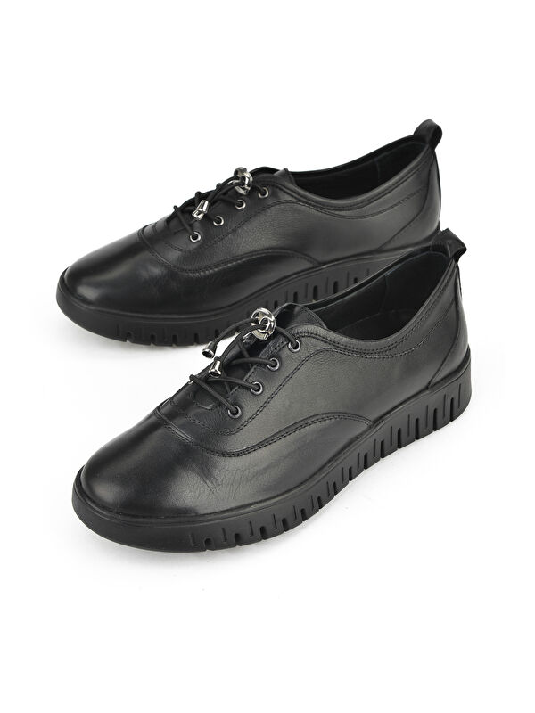 Kadın Hakiki Deri Konfor Ayakkabı 15355Z27671 Siyah - Görsel 6