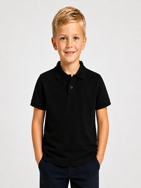ajn Kids Polo Yaka Basic Kısa Kollu Unisex Çocuk Tişört