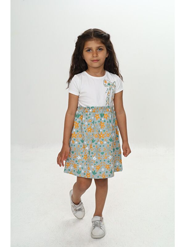Toontoykids Kız Çocuk Renkli Çiçek Baskılı Elbise
