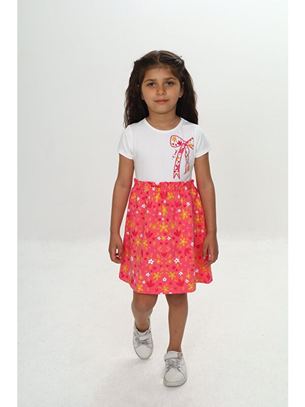 Toontoykids Kız Çocuk Renkli Çiçek Baskılı Elbise