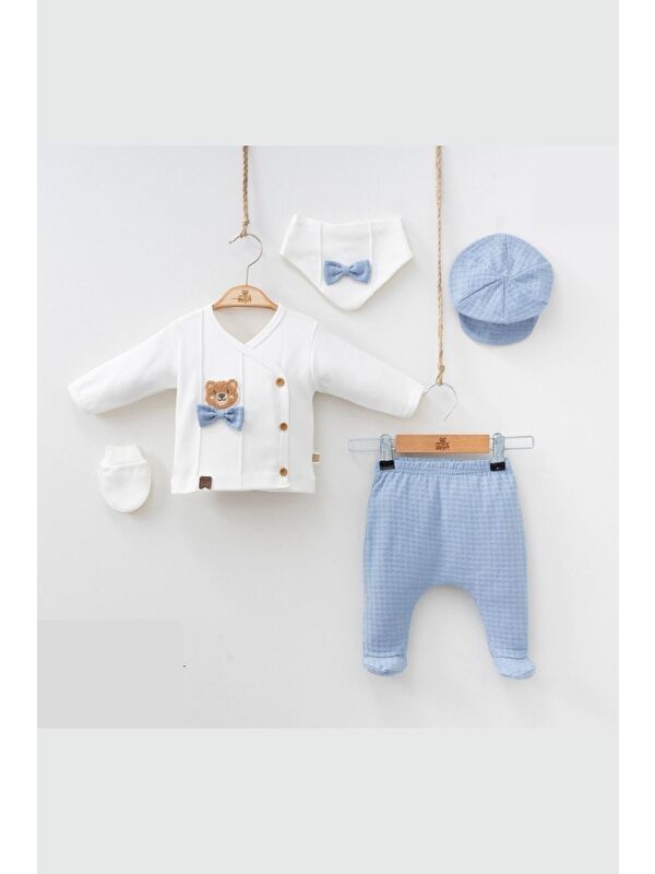 Cantoy Erkek Bebek Süzine Ayıcık Desenli 5 li Hastane Çıkış Set