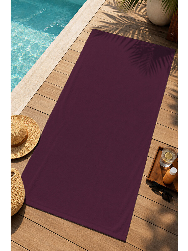 Milbay Grup Modern Minimal Bordo Mor Sade Tek Renkli Desenli 70x150 Plaj Havlusu - Pamuklu Banyo Havlusu
