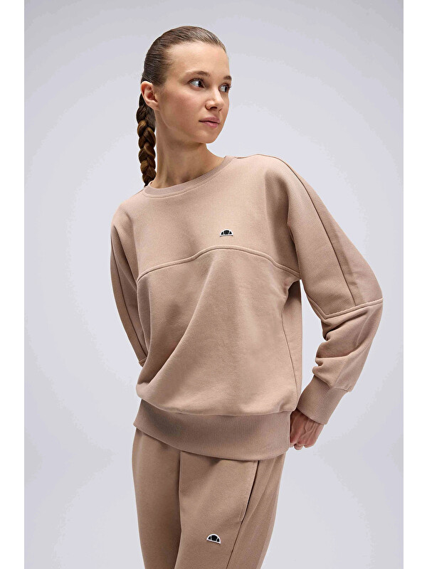 Ellesse Logolu Pamuklu Regular Fit Bisiklet Yaka Kadın Sweat EF567-BG