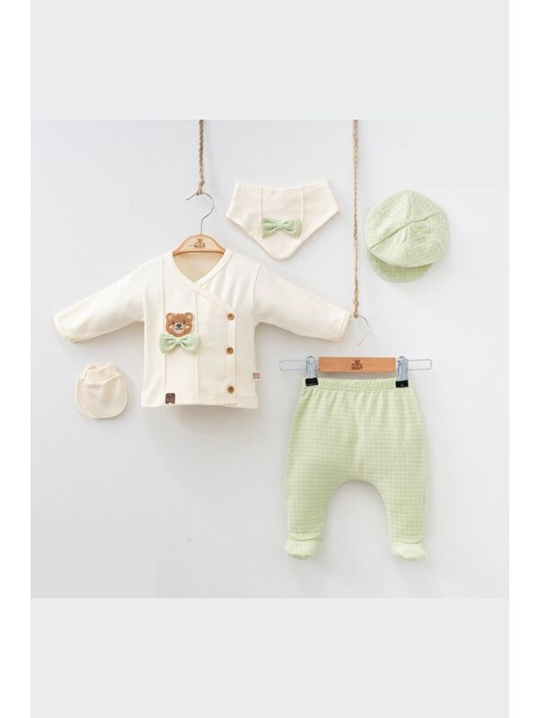 Cantoy Erkek Bebek Süzine Ayıcık Desenli 5 li Hastane Çıkış Set