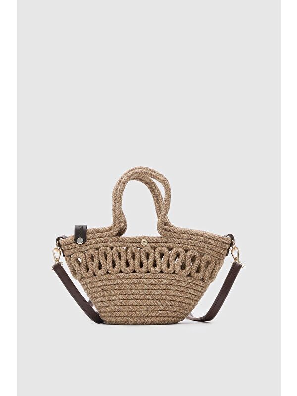 Shulebags Ortega Handmade Mini Hasır Çapraz Çanta Vizon