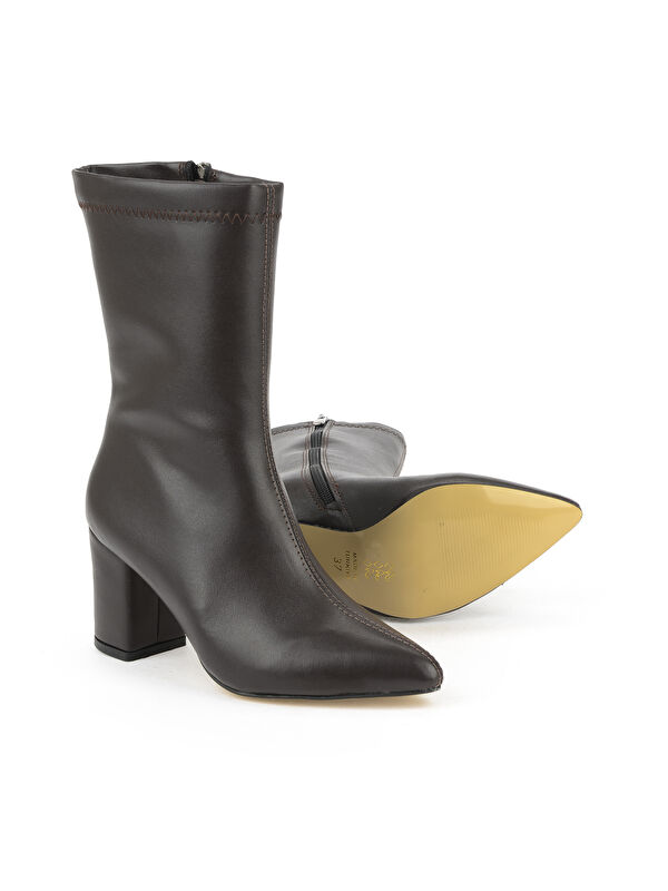 Kadın Topuklu Bot 1531044Z4006 Kahve - Görsel 5