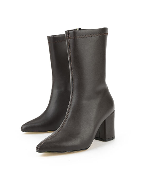 Kadın Topuklu Bot 1531044Z4006 Kahve - Görsel 6