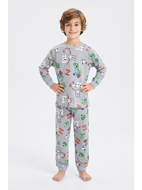 Modanino Erkek Çocuk %100 Pamuk Pijama Takımı 3-13 Yaş 12734IS