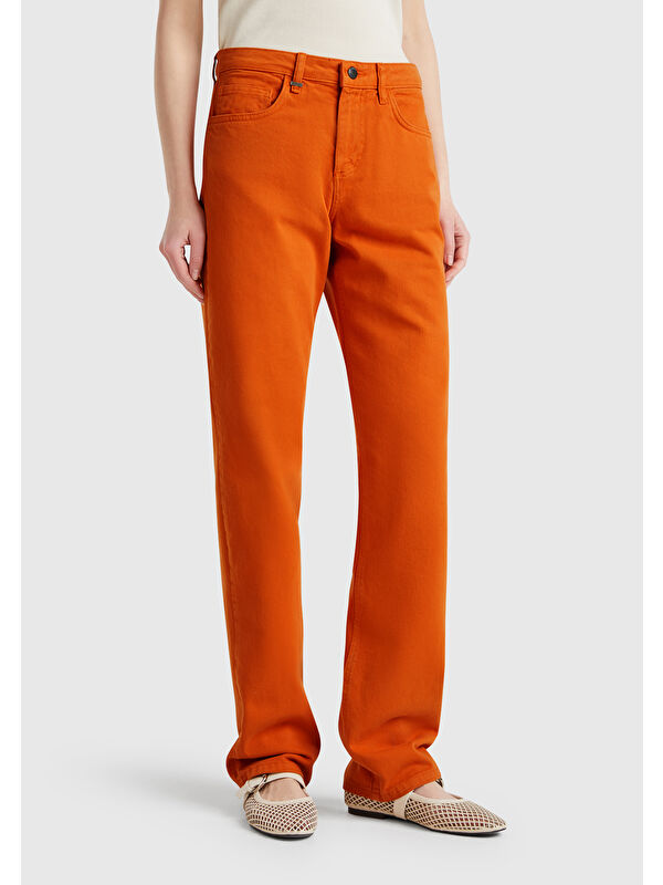 United Colors Of Benetton Kadın Turuncu %100 Pamuk Normal Bel Regular Fit Denim Pantolon