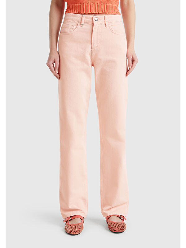United Colors Of Benetton Kadın Pembe %100 Pamuk Normal Bel Regular Fit Denim Pantolon