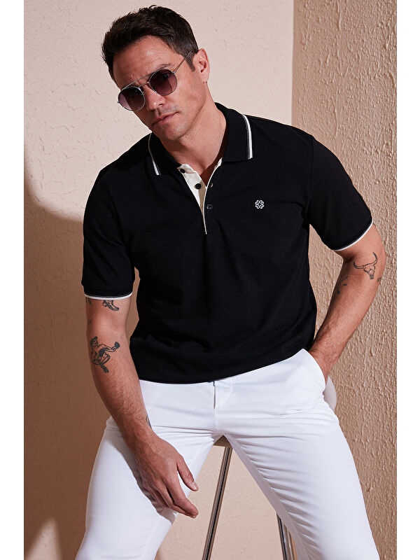 Buratti %100 Pamuk Düğmeli Slim Fit Erkek Polo Yaka Tişört 5902118