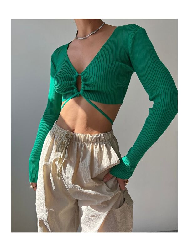 Mai Collection Mai Berta Yeşil Triko Crop