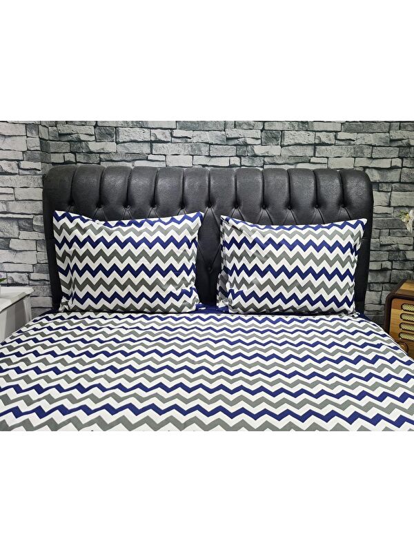 Çeyiz Diyarı Zigzag Çift Kişilik Nevresim Takımı Lacivert